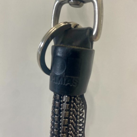 NAHMIAS Designer Black Crystal Keychain, Black Leather Tassel Swarovski Crystal - Picture 10 of 12